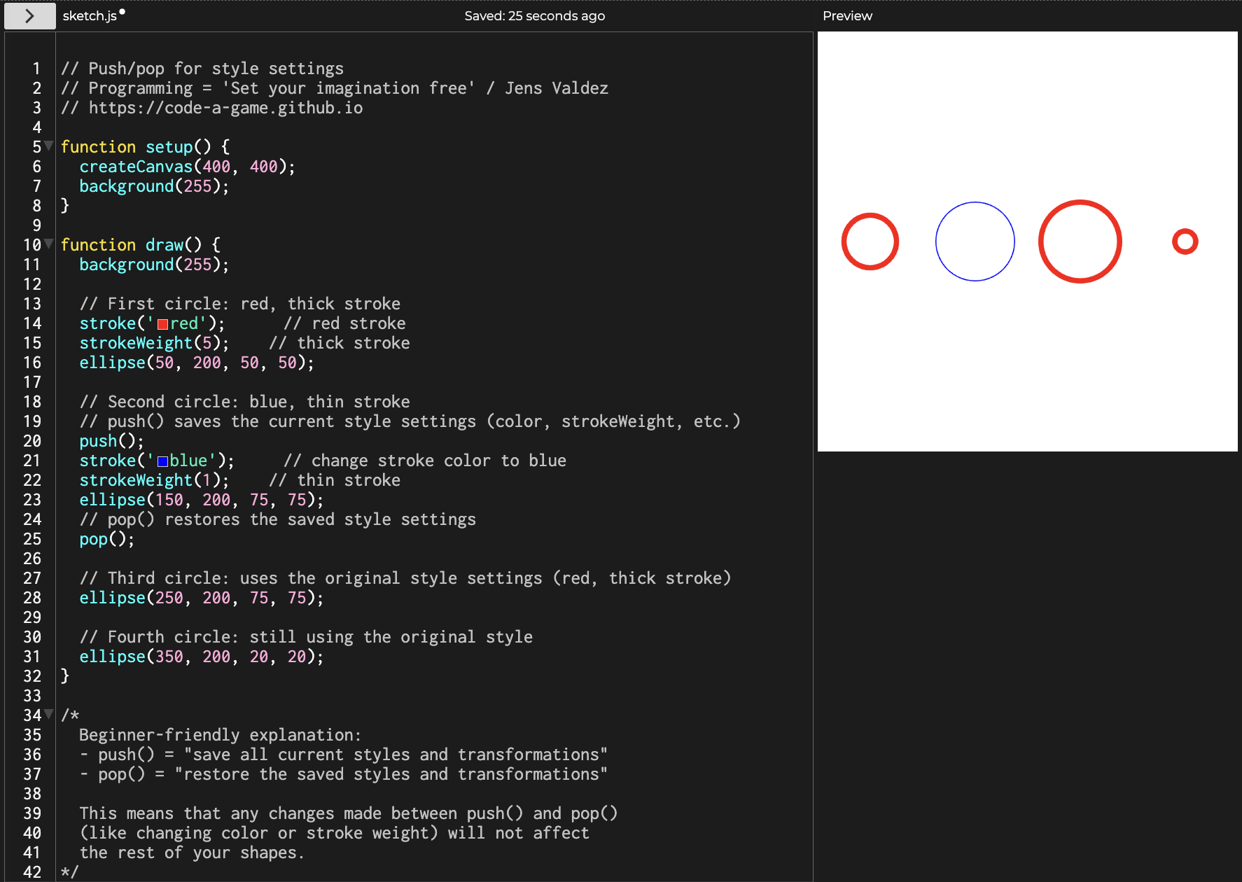 Push/pop for style settings